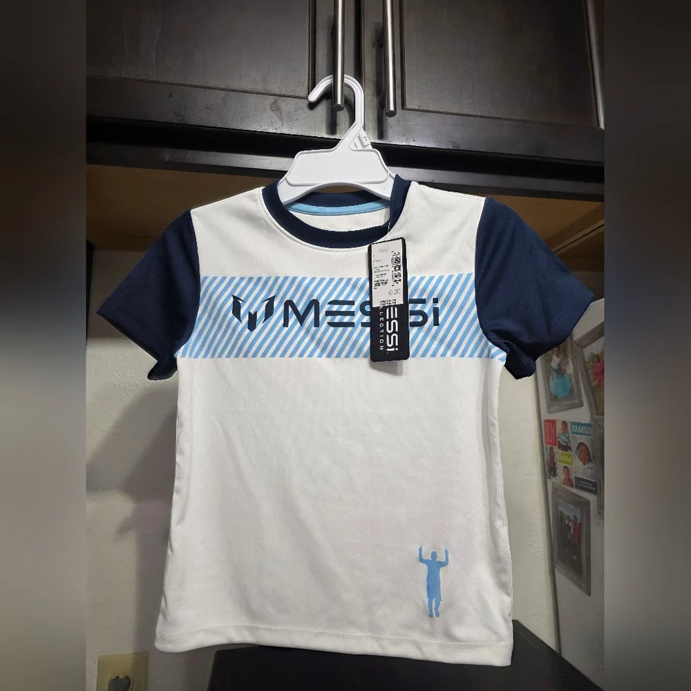 Messi White and Navy Messi  Little Boys X Small T-Shirt